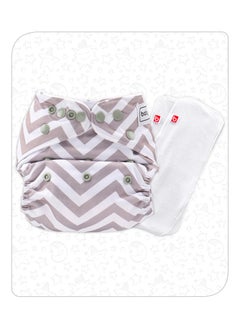 babyhug Babyhug Reusable Cloth Diaper with SmartDry Inserts, Free Size - White and Grey 