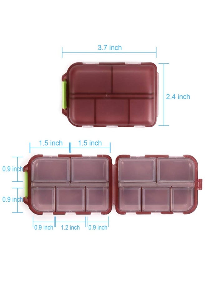2 Pack Portable Travel Pill Organizer with 10 Compartments, Food Grade PP Plastic Medicine Case Dispenser - Image 2