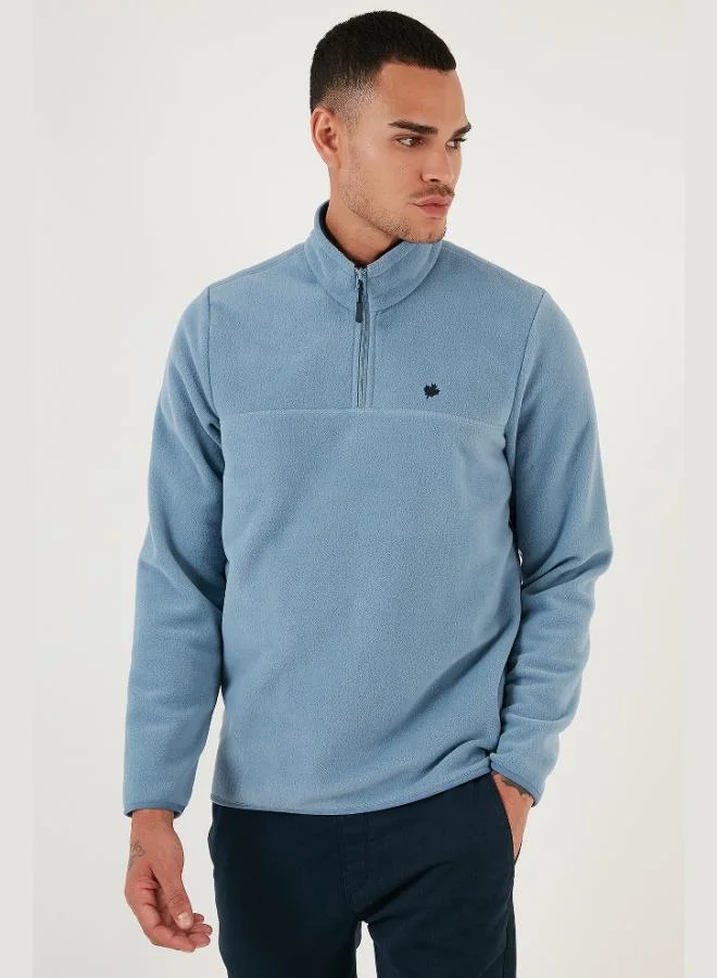 Buratti Buratti Slim Fit Anti-Pilling Non-Flapping Batwing Collar Cold-Resistant Brushed Fleece Men's POLAR 5906001