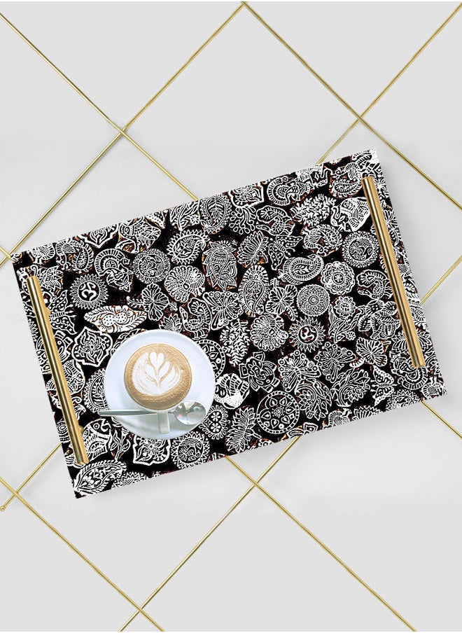 LOWHA Decorative Acrylic Serving Tray with Gold Color Metal Handles Group Shapes 20x30cm  - Image 5