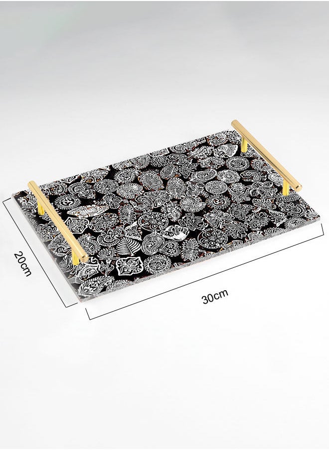 LOWHA Decorative Acrylic Serving Tray with Gold Color Metal Handles Group Shapes 20x30cm  - Image 2