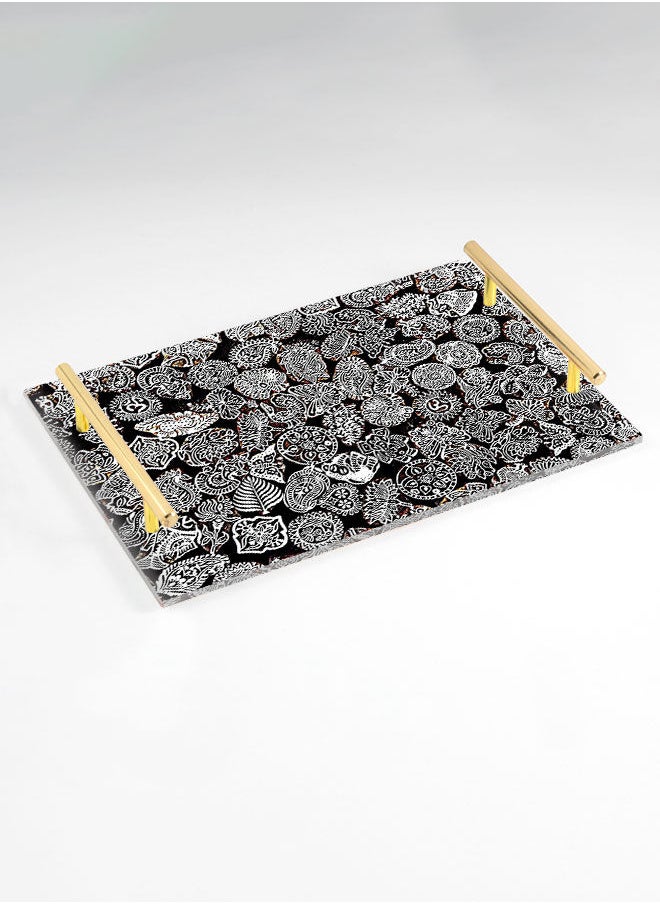 LOWHA Decorative Acrylic Serving Tray with Gold Color Metal Handles Group Shapes 20x30cm  - Image 1