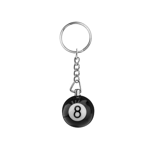 ODETOJOY Billiards Keychain Pool Ball Keychain Lucky 8 Ball Pool Player Gift for Billiards Lover Black 8 Key Ring Dia 1inch (1pc/set) - Image 1