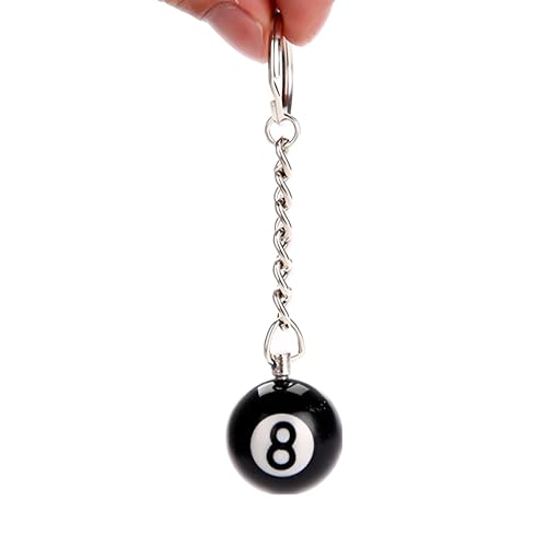ODETOJOY Billiards Keychain Pool Ball Keychain Lucky 8 Ball Pool Player Gift for Billiards Lover Black 8 Key Ring Dia 1inch (1pc/set) - Image 5