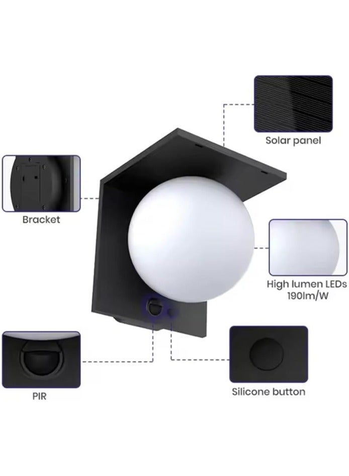 سانكس إضاءة جدارية خارجية - مصابيح جدارية تعمل بالطاقة الشمسية 1000 لومن/4000 كلفن، حديثة، تشغيل/إيقاف تلقائي، مقاومة للماء IP54، إضاءة ALS/TCS لمدة 6-8 ساعات، مصابيح جدارية للديكورات الخارجية والحدائق (م/4000 كلفن/1000 لومن) - Image 3