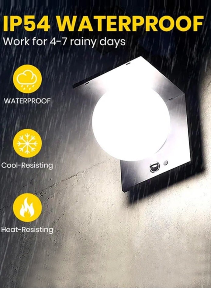 سانكس إضاءة جدارية خارجية - مصابيح جدارية تعمل بالطاقة الشمسية 1000 لومن/4000 كلفن، حديثة، تشغيل/إيقاف تلقائي، مقاومة للماء IP54، إضاءة ALS/TCS لمدة 6-8 ساعات، مصابيح جدارية للديكورات الخارجية والحدائق (م/4000 كلفن/1000 لومن) - Image 4