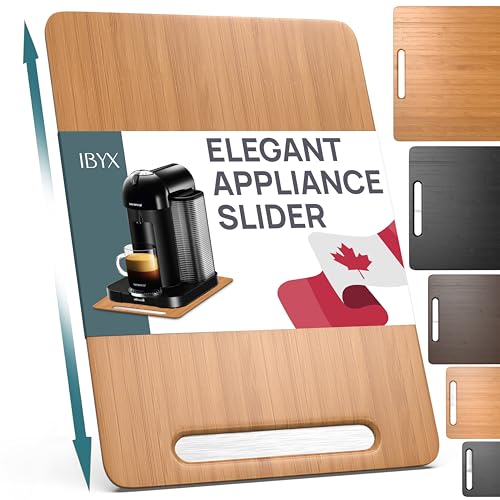 Ibyx Elegant Sliding Tray for Your Coffee Maker & Heavy Kitchen Appliances - Sturdy, Slides Easily from Under The Cabinet (Natural, 9.5”W x 14”D) - Image 1