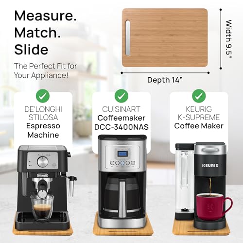 Ibyx Elegant Sliding Tray for Your Coffee Maker & Heavy Kitchen Appliances - Sturdy, Slides Easily from Under The Cabinet (Natural, 9.5”W x 14”D) - Image 5