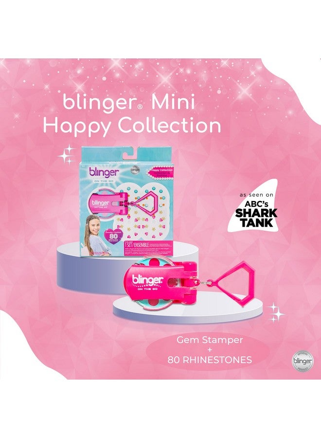 Blinger blinger On The Go Mini Starter Kit - Happy (Pink) | 80 Rhinestones | Hair Styling Tool | Hair-Safe - Bling in Brush Out - Image 2