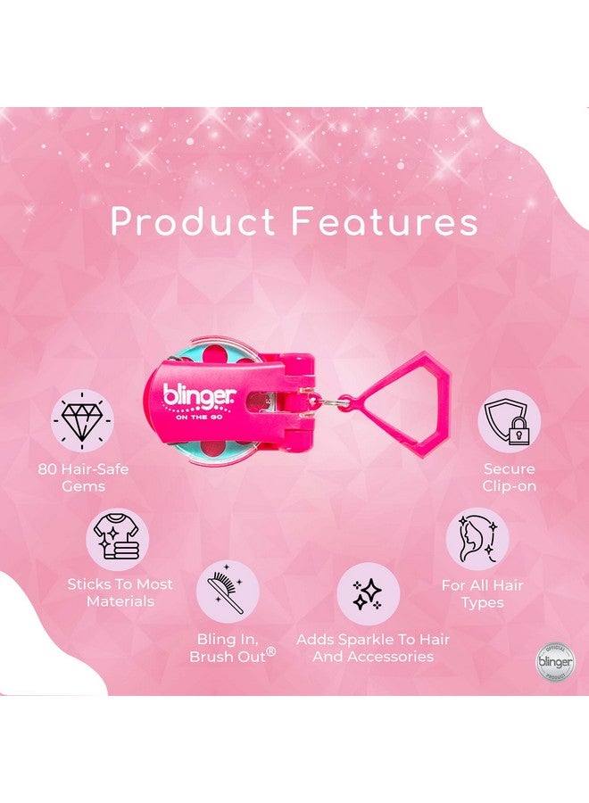 Blinger blinger On The Go Mini Starter Kit - Happy (Pink) | 80 Rhinestones | Hair Styling Tool | Hair-Safe - Bling in Brush Out - Image 3