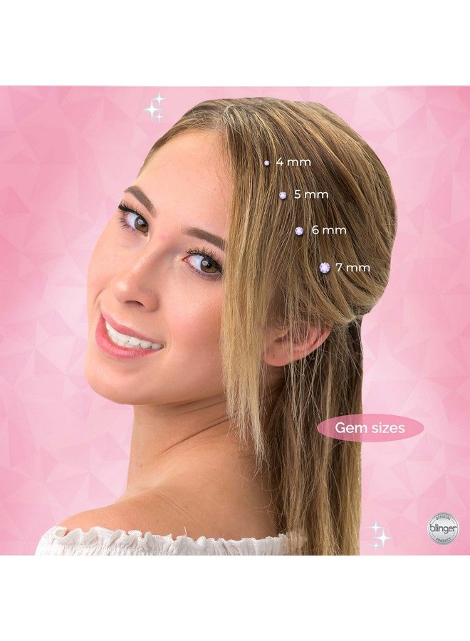 Blinger blinger On The Go Mini Starter Kit - Happy (Pink) | 80 Rhinestones | Hair Styling Tool | Hair-Safe - Bling in Brush Out - Image 5