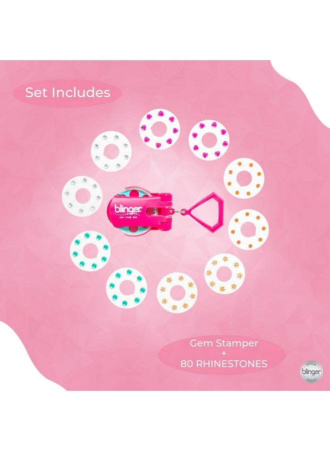 Blinger blinger On The Go Mini Starter Kit - Happy (Pink) | 80 Rhinestones | Hair Styling Tool | Hair-Safe - Bling in Brush Out - Image 4