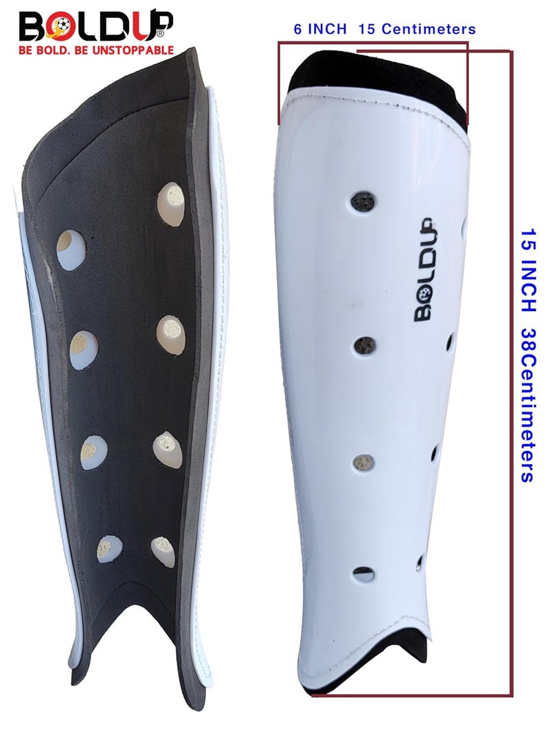 IFOLDUP ® Plastic-Moulded Hockey shinguard Hockey shinguard for Practice and Training Sports Lightweight PVC Shell Stitched (Medium Size) - Image 4