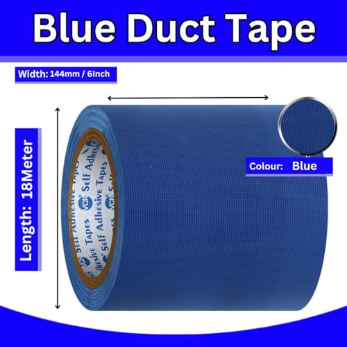 VCR Blue Duct Tape - 18 Meters in Length 144mm / 6" Width - 1 Roll Per Pack - Strong Book Binding Tape - Waterproof Heavy Duty Duct Tape - Image 5