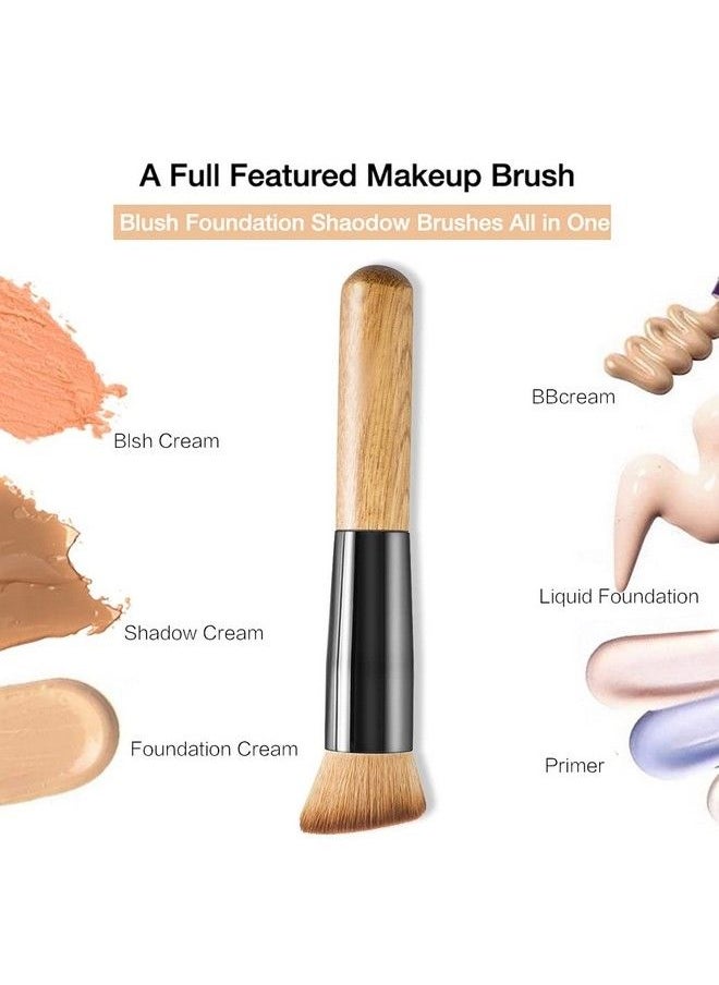 Liasun Flat Top Kabuki Foundation Brush Premium Bamboo Makeup Face Brush For Foundation Powder Blush Brush Buffing Stippling Concealer  - Image 4