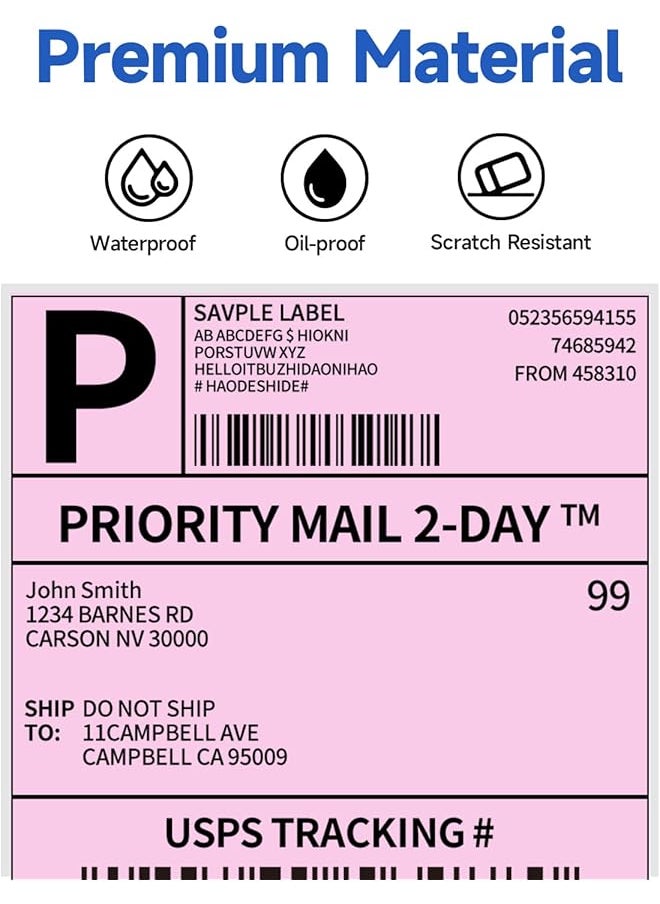 erorex 241Bt Labels Packs Of 500 4X6 Per Fan Fold Thermal Labels Compatible With 241Bt D520Bt B246D Label Printer Shipping Label For Bussines Home Office Commercial Grade Pink  - Image 2