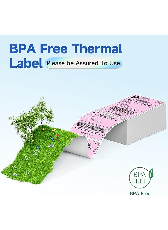 erorex 241Bt Labels Packs Of 500 4X6 Per Fan Fold Thermal Labels Compatible With 241Bt D520Bt B246D Label Printer Shipping Label For Bussines Home Office Commercial Grade Pink  - Image 3