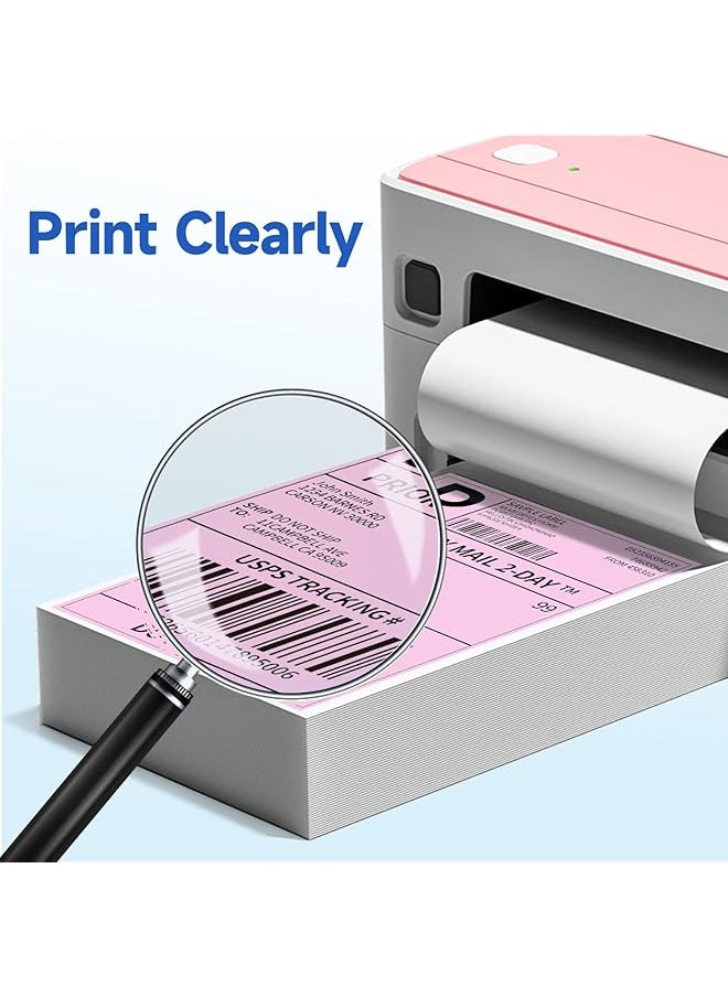 erorex 241Bt Labels Packs Of 500 4X6 Per Fan Fold Thermal Labels Compatible With 241Bt D520Bt B246D Label Printer Shipping Label For Bussines Home Office Commercial Grade Pink  - Image 5