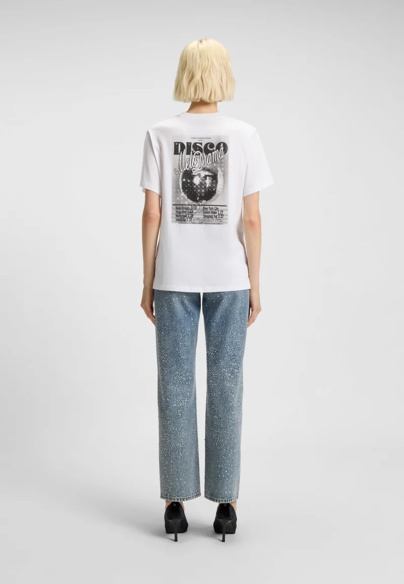 هوجو Cotton-jersey T-shirt with rhinestone artwork