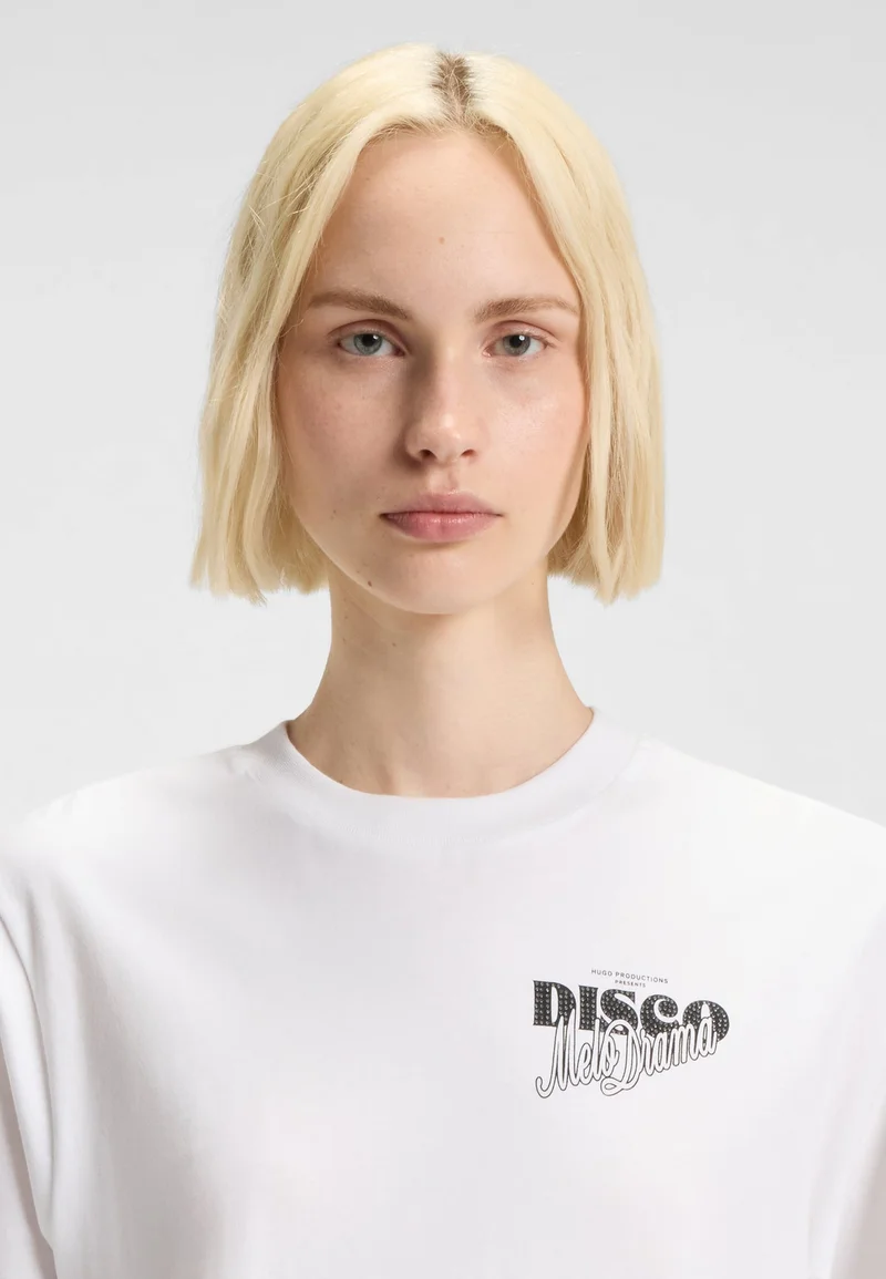 HUGO Cotton-jersey T-shirt with rhinestone artwork