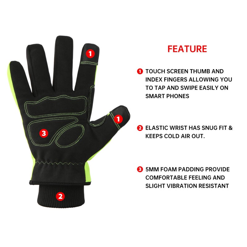 DULFINE 100% Waterproof Winter Work Gloves for Men, High Dexterity Touch Screen for Multipurpose,Excellent Grip (X-Large) - Image 3