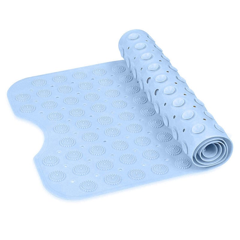 SKAIV SKAIV Soft NoSlip Nonskid Rubber Bath Mat for Tub Shower with Drain Holes and Suction Cup Pack of 1 40 x 100 Blue - Image 2