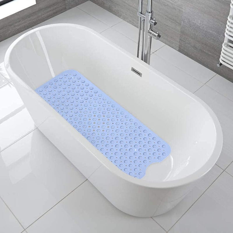 SKAIV SKAIV Soft NoSlip Nonskid Rubber Bath Mat for Tub Shower with Drain Holes and Suction Cup Pack of 1 40 x 100 Blue - Image 3