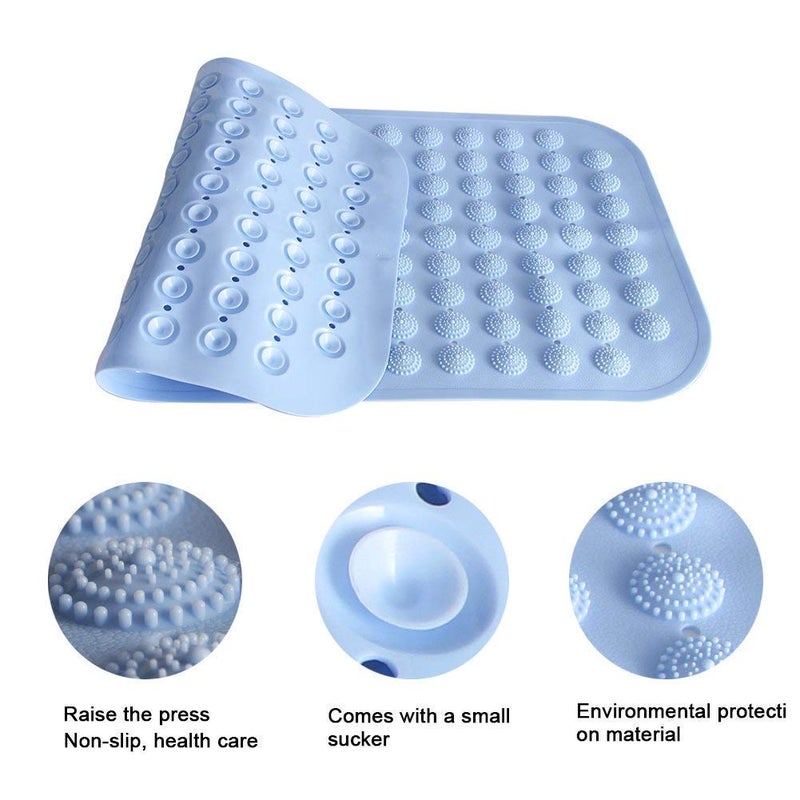 SKAIV SKAIV Soft NoSlip Nonskid Rubber Bath Mat for Tub Shower with Drain Holes and Suction Cup Pack of 1 40 x 100 Blue - Image 4
