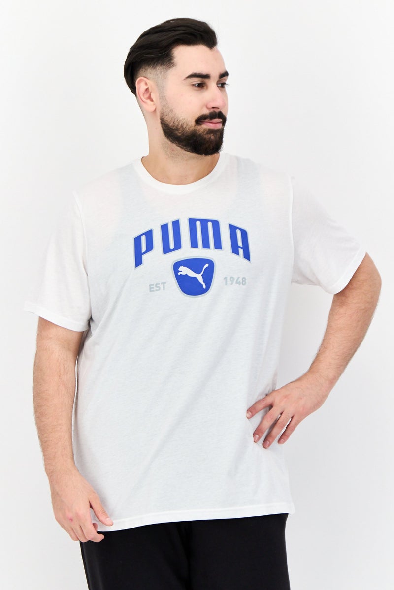 PUMA تي شيرت تدريب قصير الأكمام للرجال، رياضي، أبيض - Image 1