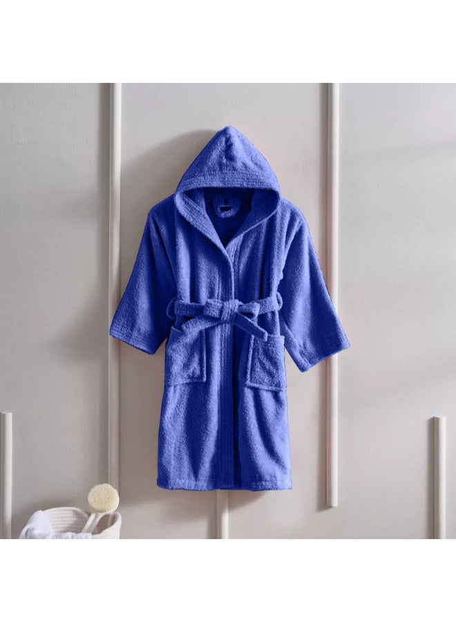 BYFT Daffodil (Navy Blue) Premium 10 yr Kids Hooded Bathrobe 100% Terry Cotton, Highly Absorbent and Quick dry, Hotel and Spa Quality Bathrobe for Boy and Girl-400 Gsm - Image 1