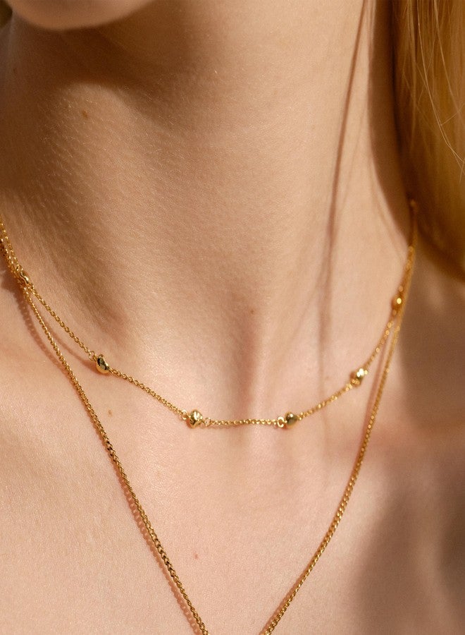 ACC PLANET Gold Choker Necklace for Women, 18K Gold Plated Bead Chain Necklace Dainty Gold Satellite Chain Necklace Simple Trendy Beaded Chain Necklaces Minimalist Jewelry for Women Gifts - Image 2