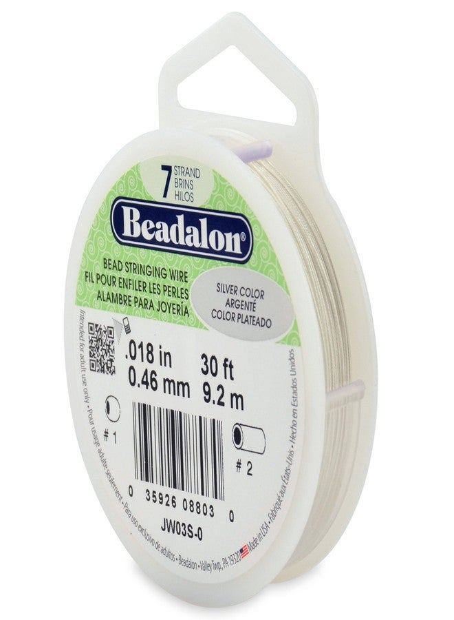 Beadalon 7 Strand Bead Stringing Wire, 0.018 in / 0.46 mm, Silver Color, 30 ft / 9.2 m - Image 1