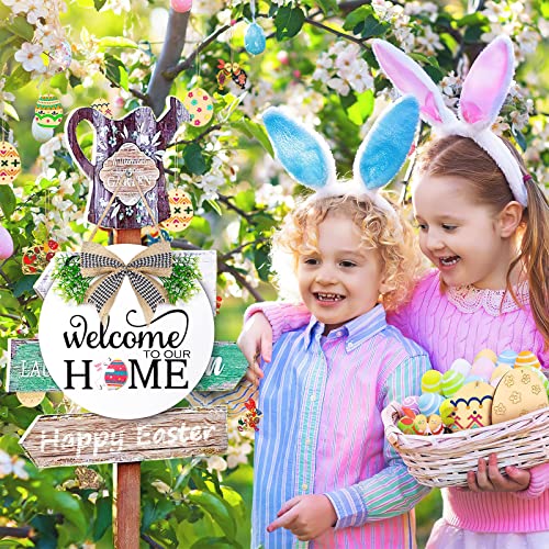SNILOAW Interchangeable Welcome Sign for Front Door - Solid Wooden Welcome Wreaths with 16 Seasonal Holiday Icons Front Door Decor for Farmhouse Hanging, Valentine's, Easter Christmas Housewarming Gift Decor - Image 2
