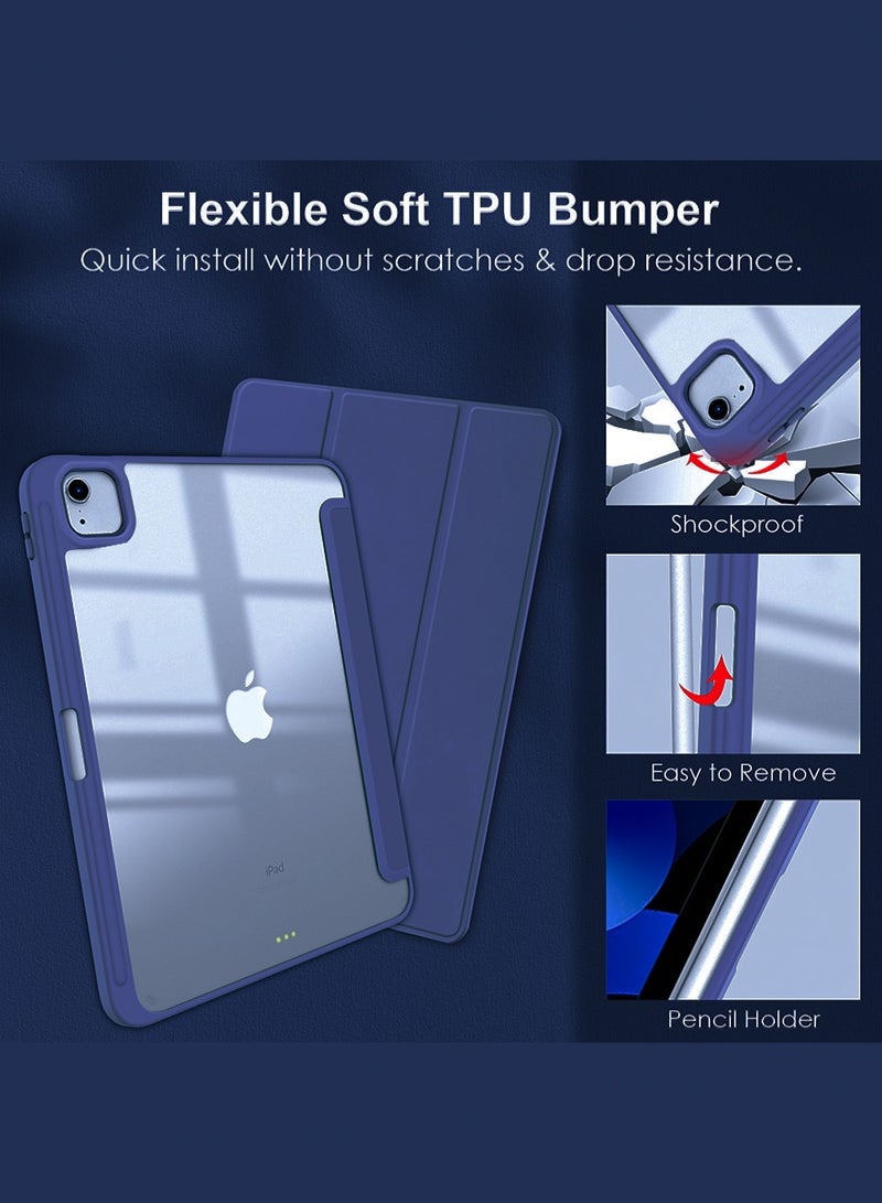 DPTER Case Compatible with iPad Air 11 inch(M3/M2) 2025/2024,iPad Air 5th 10.9 Inch (2022)/Air 4th 10.9 Inch (2020) with Pencil Holder Lens protector, Clear Transparent Back Shell Slim Stand Shockproof Tablet Cover, Auto Wake/Sleep - Image 3