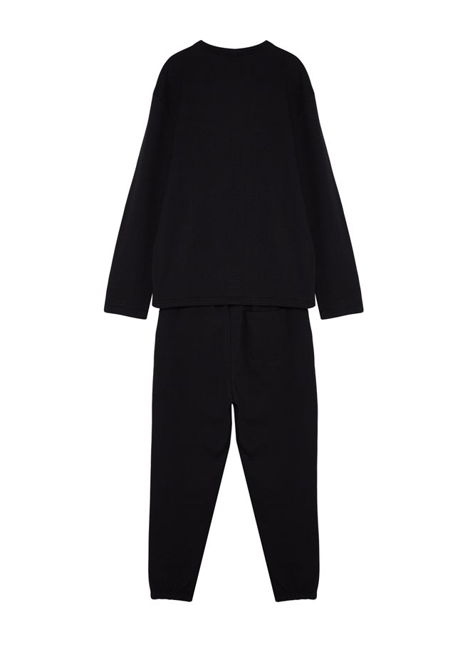 trendyol - Men's Black Regular Fit Printed Knitted Pajamas Set - Image 1