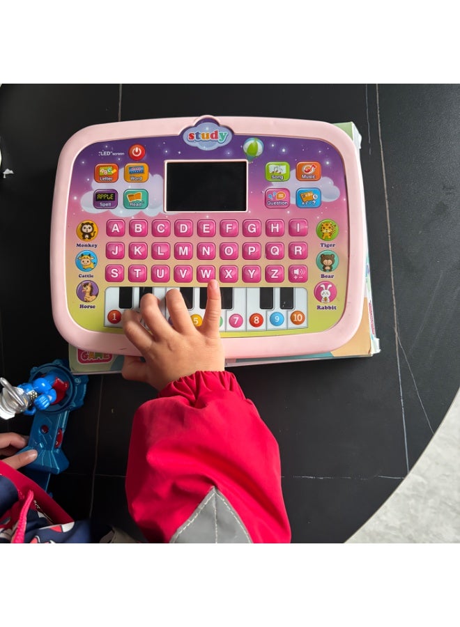 Capstro LED Screen Kids Learning Tablet with Dual Functionality – ABC, Words, Quiz, Piano Keys, Numbers 1–10 & Animal Sounds | Interactive Early Educational Electronic Pad for Boys & Girls – Candy Pink - Image 5