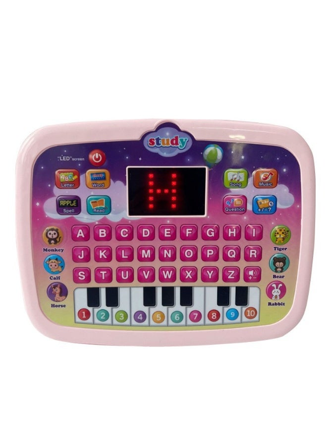 Capstro LED Screen Kids Learning Tablet with Dual Functionality – ABC, Words, Quiz, Piano Keys, Numbers 1–10 & Animal Sounds | Interactive Early Educational Electronic Pad for Boys & Girls – Candy Pink - Image 1