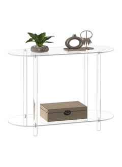 ShebSheb Clear Acrylic Narrow Console Table,2 Tiers Bed Side Table,Narrow Side Table for Bedroom, Bathroom, Living Room, Foyer 40x20x40 cm  - Image 1