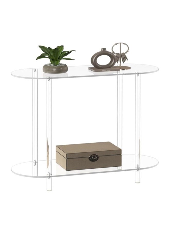 ShebSheb Clear Acrylic Narrow Console Table,2 Tiers Bed Side Table,Narrow Side Table for Bedroom, Bathroom, Living Room, Foyer 40x20x40 cm  - Image 1