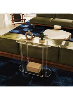 ShebSheb Clear Acrylic Narrow Console Table,2 Tiers Bed Side Table,Narrow Side Table for Bedroom, Bathroom, Living Room, Foyer 40x20x40 cm  - Image 5