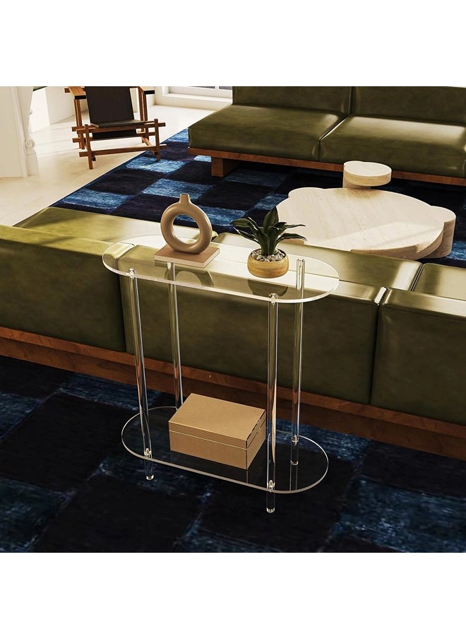 ShebSheb Clear Acrylic Narrow Console Table,2 Tiers Bed Side Table,Narrow Side Table for Bedroom, Bathroom, Living Room, Foyer 40x20x40 cm  - Image 5
