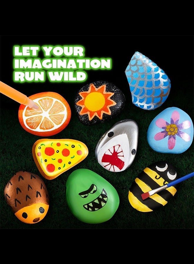 Glow-In-The-Dark Rock Painting Kit,Creative Arts Crafts DIY Supplies,50+ Designs for Kids Painting Gifts Family Activity Birthday Present - Image 3