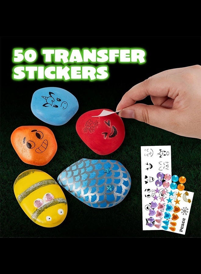 Glow-In-The-Dark Rock Painting Kit,Creative Arts Crafts DIY Supplies,50+ Designs for Kids Painting Gifts Family Activity Birthday Present - Image 4