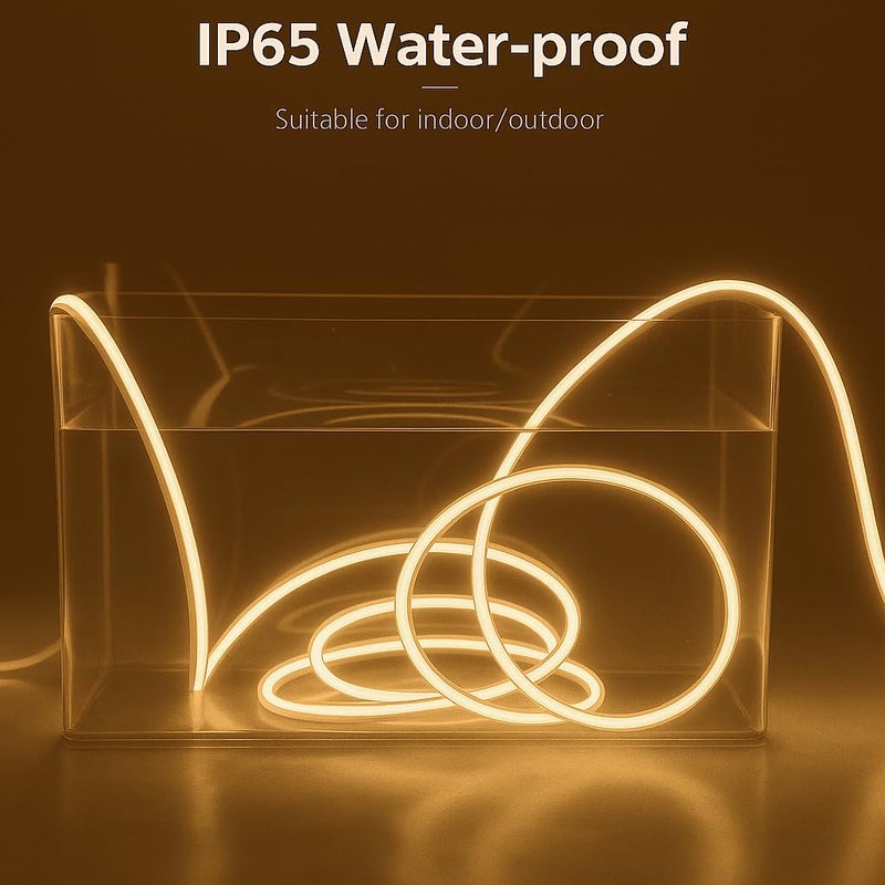 Gesto شريط إضاءة نيون LED بطول 16.4 قدم مع محول 12 فولت | ضوء مرن قابل للقطع ومقاوم للماء لتزيين الجدران، الزينة الداخلية والخارجية، الأسماء المخصصة، اللافتات وإضاءة ديوالي - أبيض دافئ - Image 4