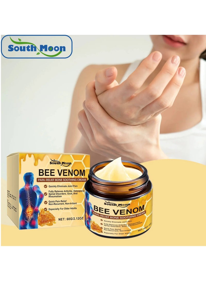 SOUTH MOON Bee Venom Cream For Joint & Skin Problems - Arthritis Ultra Strength Joint Relief Cream Relieve Joint Muscle Pain, Muscle Pain, Leg Swelling, Body Massage and Care Cream 60g - Image 1