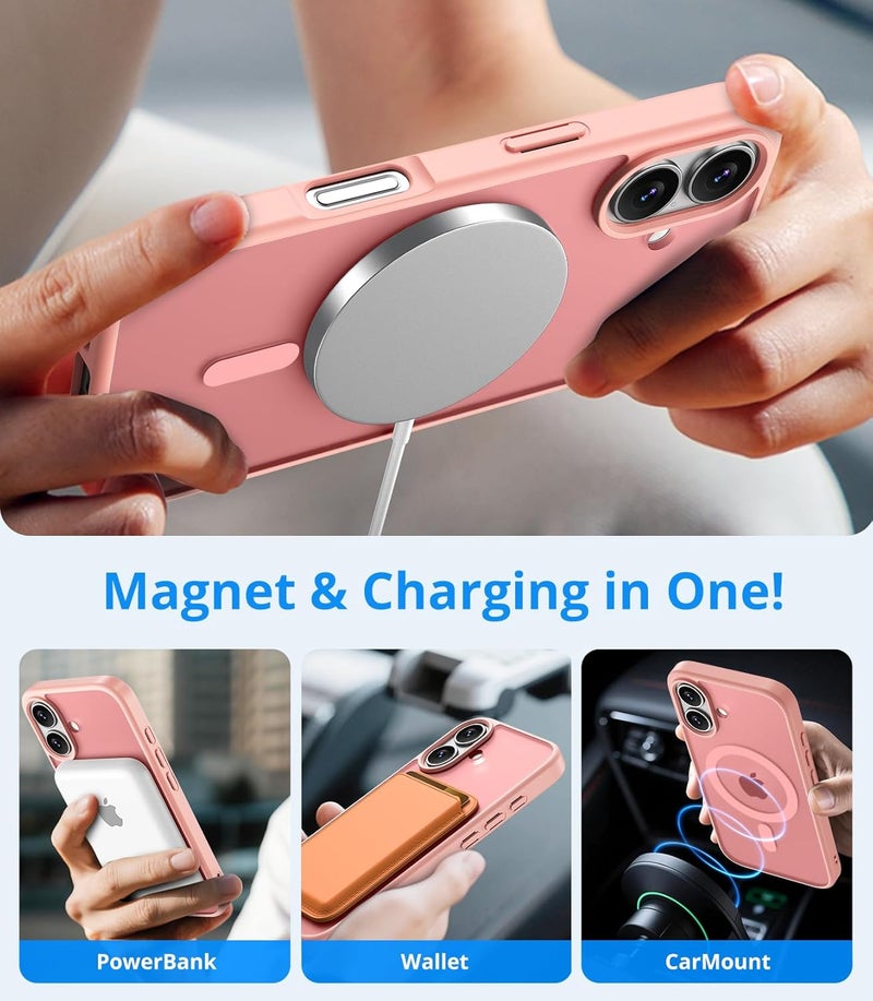 Vansdon Magnetic Case for iPhone 17 with 1 Protective Glass Compatible with MagSafe Military Standard Drop Protection Transparent Matte Back Cover Shockproof Phone Case for iPhone 17 - Image 3