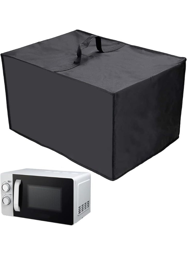 Luckam Microwave Dust Cover with Handle, Waterproof Oven Protector, Breathable Fabric Dust-Proof Cover for Microwave, Toaster Oven & Kitchen Appliances, Appliance Storage Bag (Black, 50×32×40cm) - Image 1