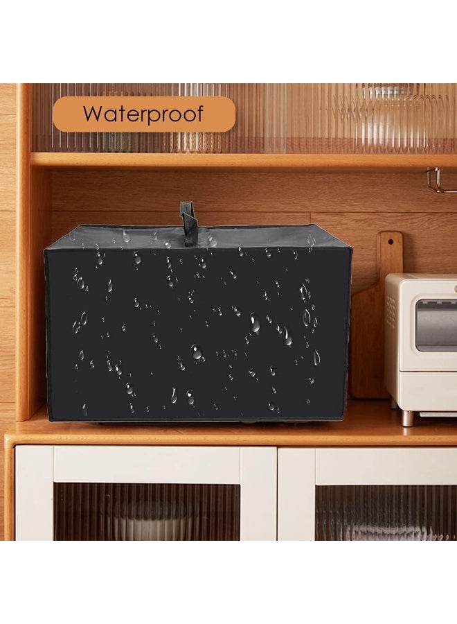 Luckam Microwave Dust Cover with Handle, Waterproof Oven Protector, Breathable Fabric Dust-Proof Cover for Microwave, Toaster Oven & Kitchen Appliances, Appliance Storage Bag (Black, 50×32×40cm) - Image 2