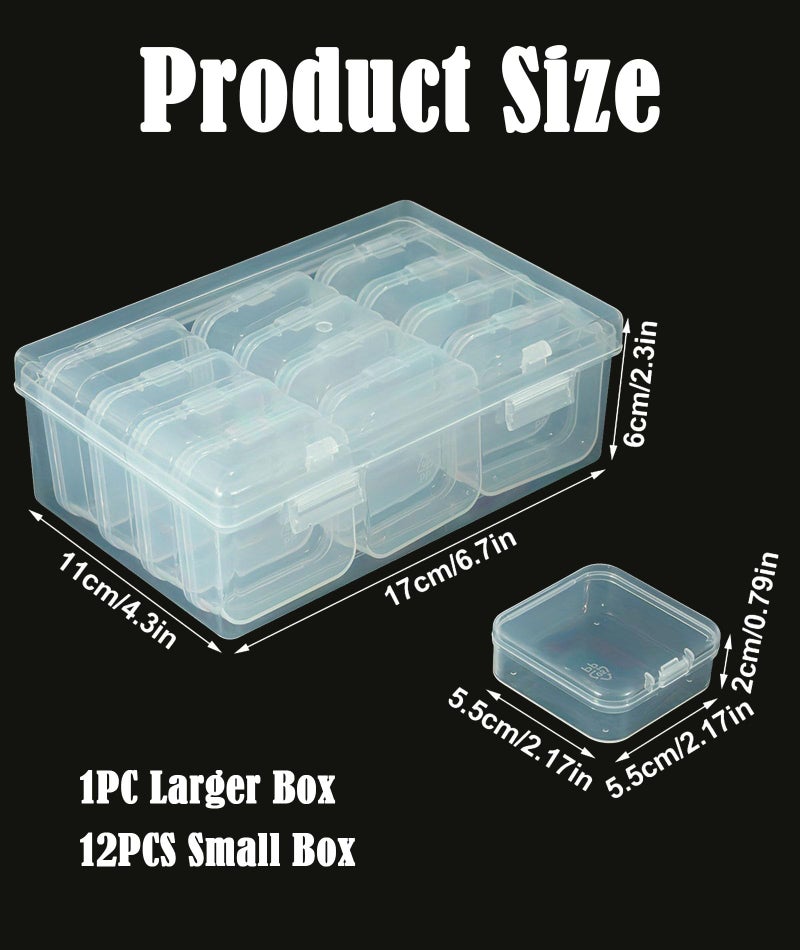NUDFSY 12 Pack Transparent Jewellery Organizer Boxes Durable Plastic Storage Containers for Earrings Rings Small Multipurpose DIY Friendly (Each 5.5cm*5.5cm) - Image 2