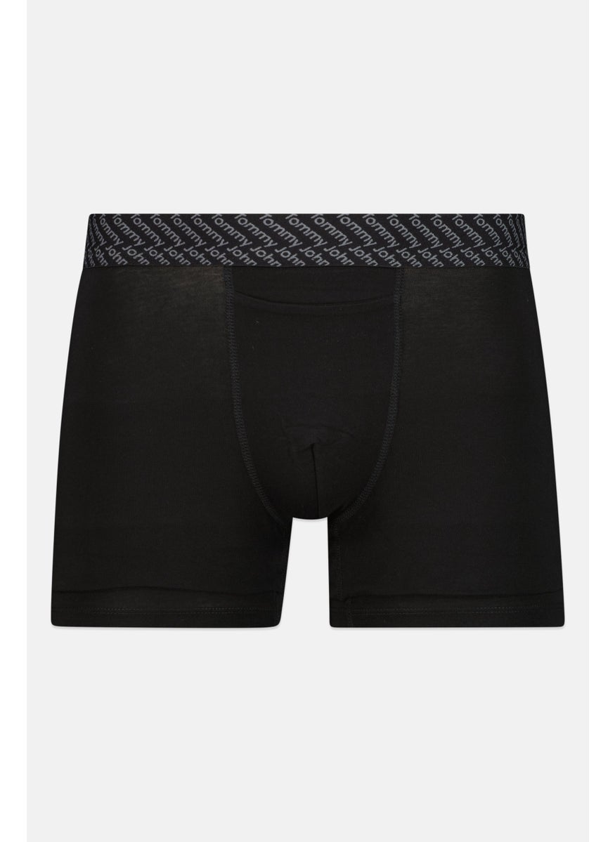 Tommy John - Men 2 Pieces 8 Inseam Brand Logo Boxer Beirfs, Black/White - Image 1